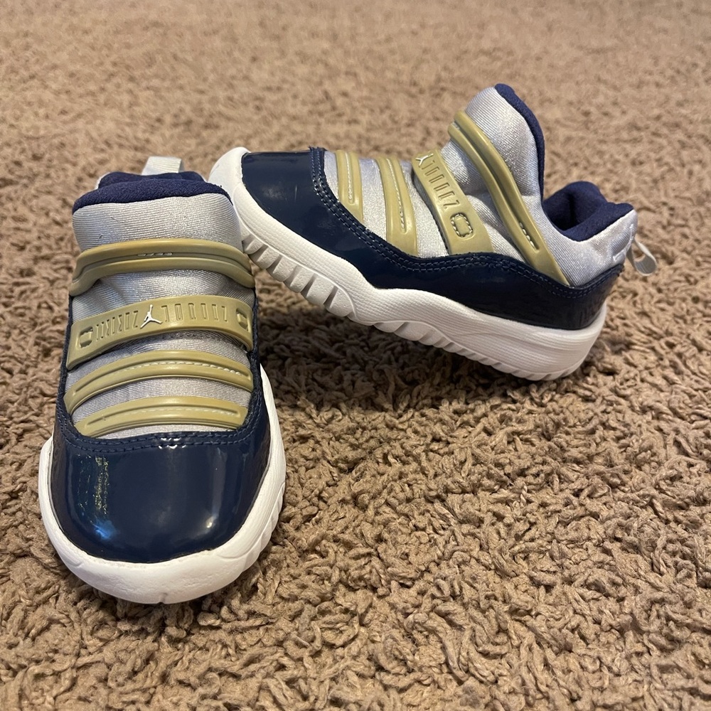 Kids Nike Jordan 11 Retro Little Flex TD Grey Navy Georgetown Shoe